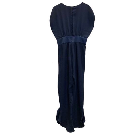 ZARA Jumpsuit SZ S Navy Blue Sleeveless Frilled Leg Sash Waist Ankle Length - Picture 14 of 14